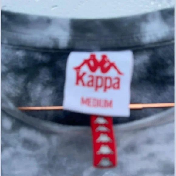 Kappa Womens Cropped Sweater Shirt Gray Black Tie Dye Sz Medium - Picture 14 of 15